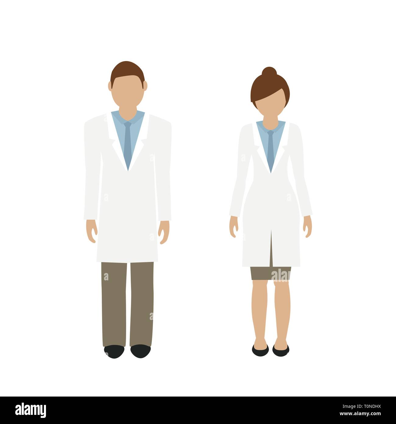 L'homme et la femme médecin de caractères en sarrau blanc isolé sur fond blanc vector illustration EPS10 Illustration de Vecteur