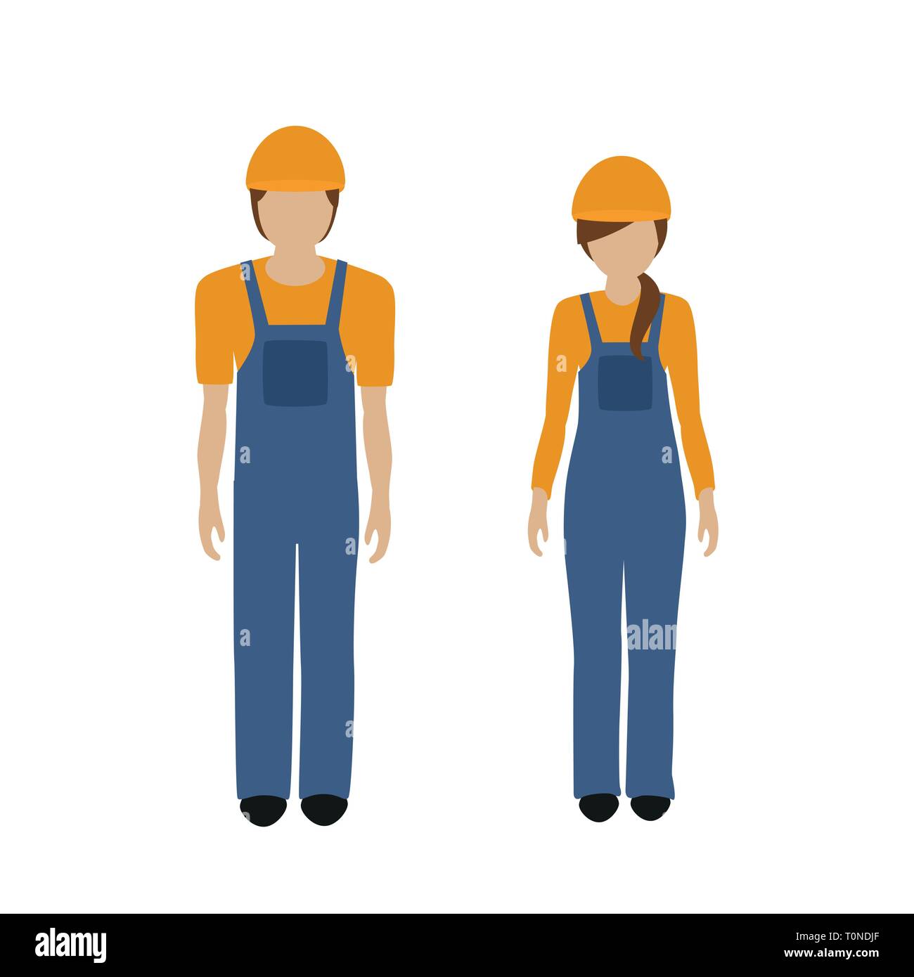 L'homme et la femme de caractère construction worker boiler suit isolated on white background vector illustration EPS10 Illustration de Vecteur