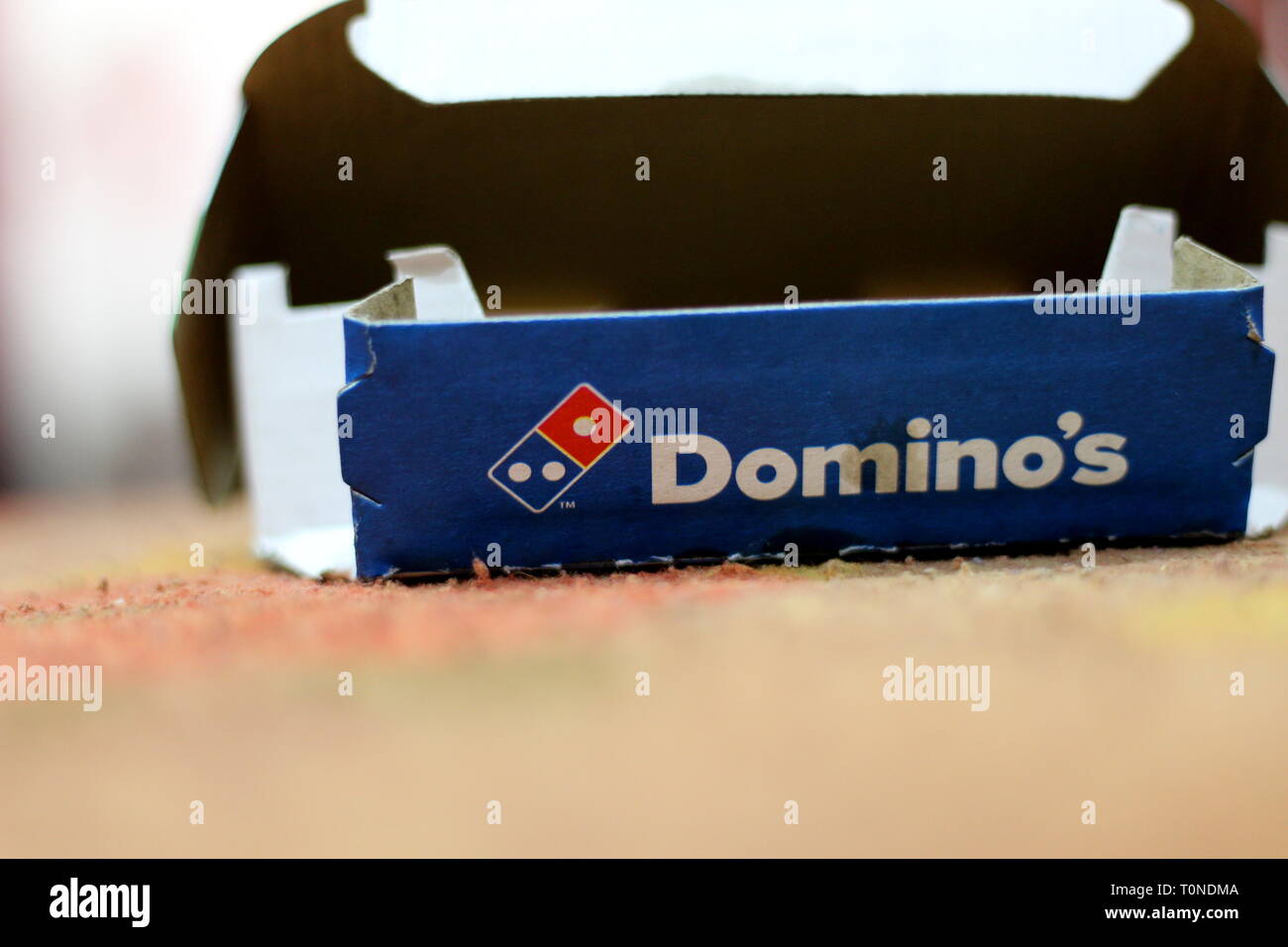 Boîte de dominos pizza Banque D'Images