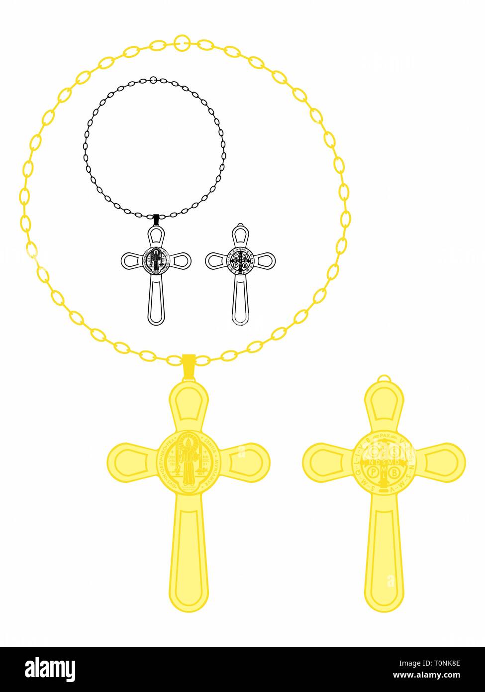 Médaille de Saint Benoît en croix. Illustration de Vecteur