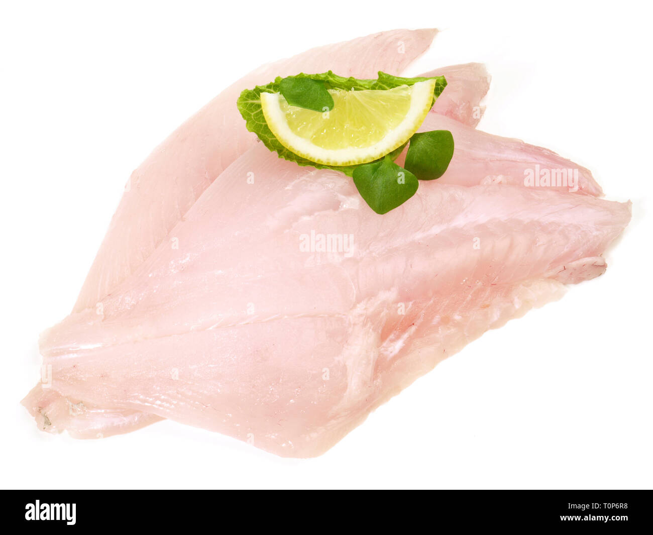 Filet de poisson Saint-pierre matières sur fond blanc Banque D'Images
