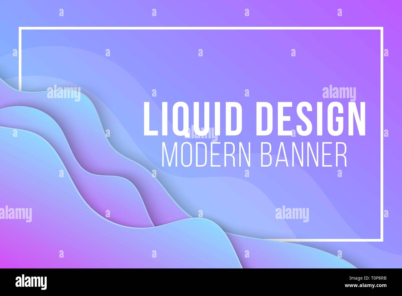 Bannière web design liquide. Couvercle moderne abstrait. Télévision Les formes géométriques sur fond clair. Blue purple vagues dans le châssis. Arrière-plan de votre projet. V Illustration de Vecteur