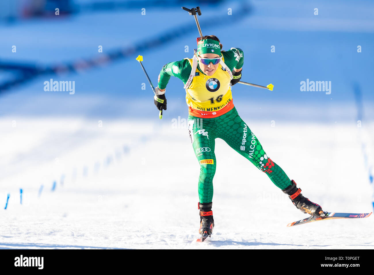 Biathlon Coupe du Monde IBU BMW. 21 mars 2019 Dorothea Wierer de l'Italie participe à la compétition de sprint 7,5 km femmes lors de la Coupe du monde de Biathlon IBU BMW Holmenkollen à Oslo, Norvège.Credit : Nigel Waldron/Alamy Live News Banque D'Images