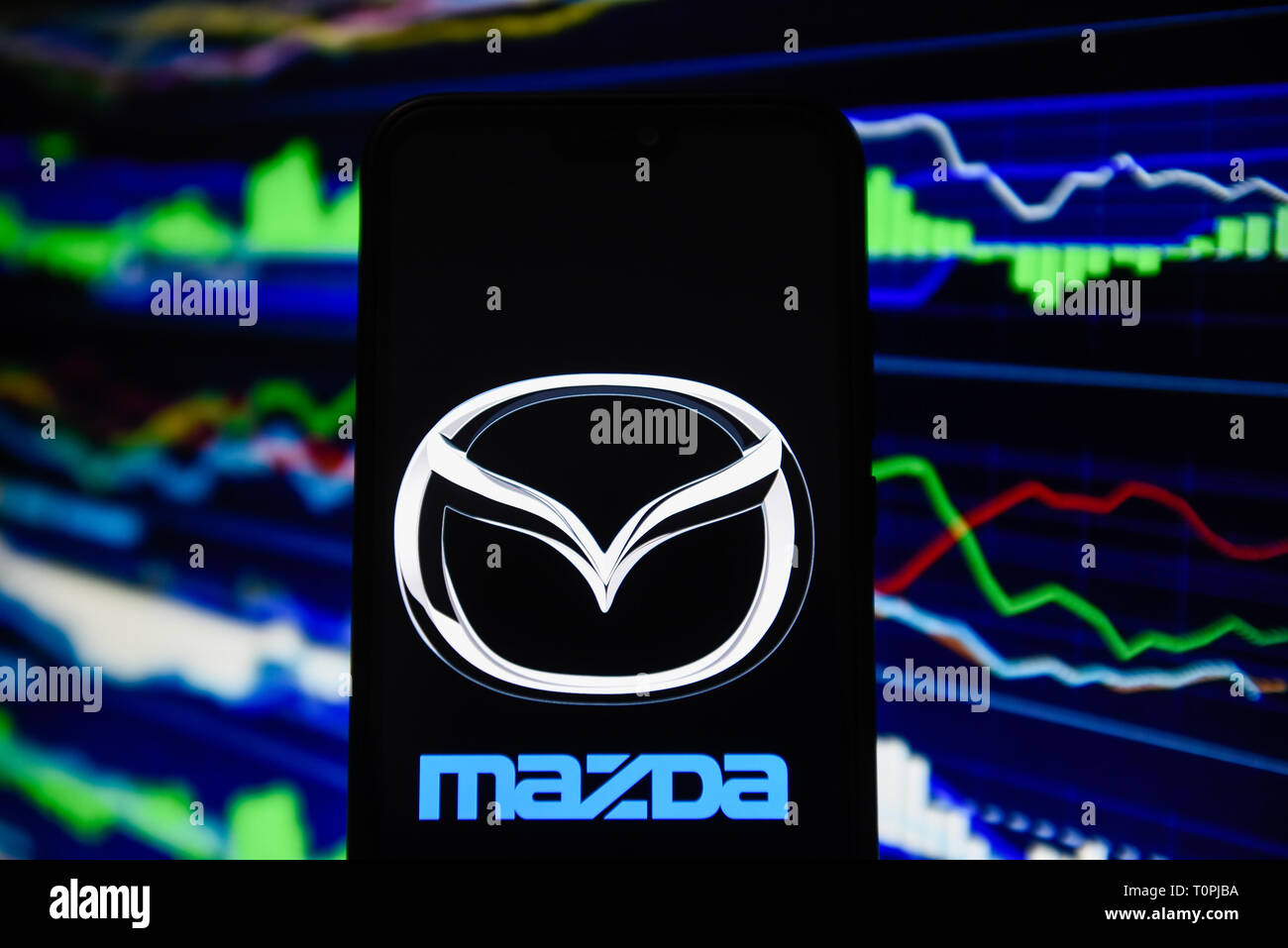 Le Portugal. Mar 21, 2019. Dans cette photo illustration logo Mazda est vu sur un téléphone mobile Android. Credit : Omar Marques/SOPA Images/ZUMA/Alamy Fil Live News Banque D'Images