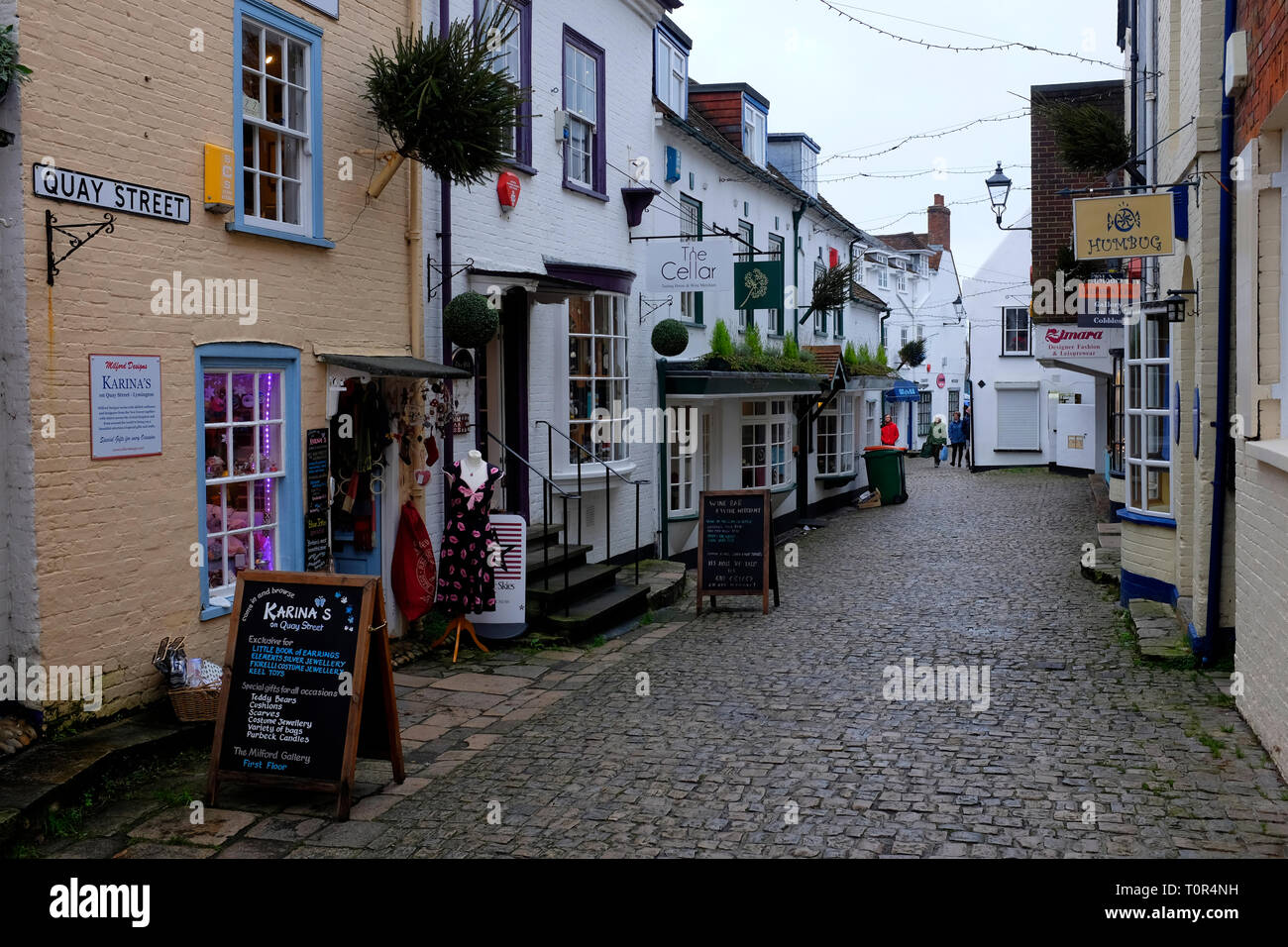 Rue Pavée,,Quay,commerces, restaurants, bars, restaurant, Cafe,cadeau,boutiques,magasin,bijoux,Lymington, Hampshire, New Forest, England, UK, Banque D'Images