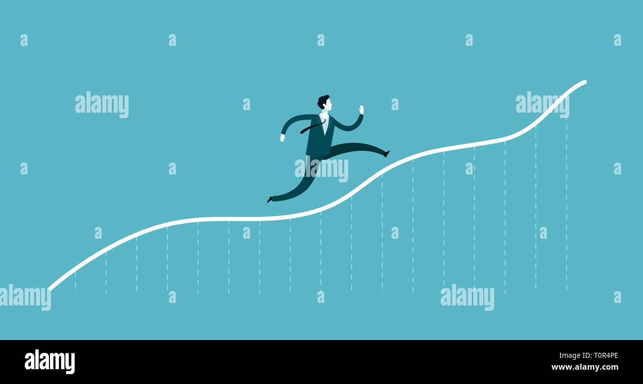 Businessman running up de plus en plus graphique. Succès, concept d'entreprise. Vecteur d'infographies Illustration de Vecteur