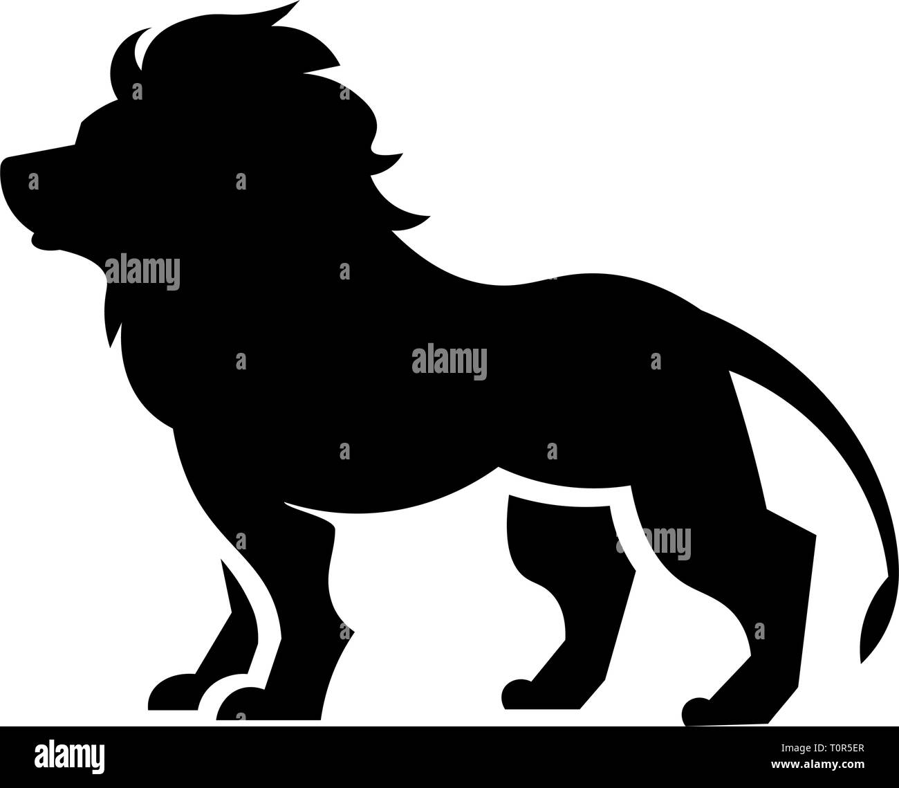 Ce vecteur image montre un lion africain permanent dans l'icône glyphe design. C'est isolé sur un fond blanc. Illustration de Vecteur
