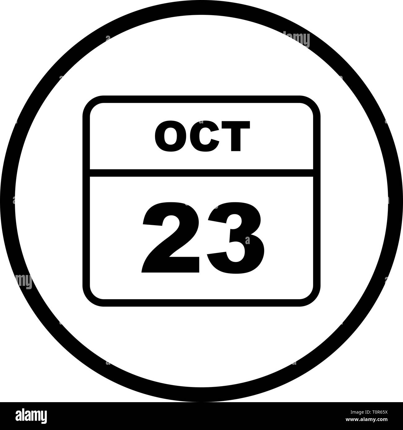 23 octobre date sur un seul jour calendrier Photo Stock - Alamy