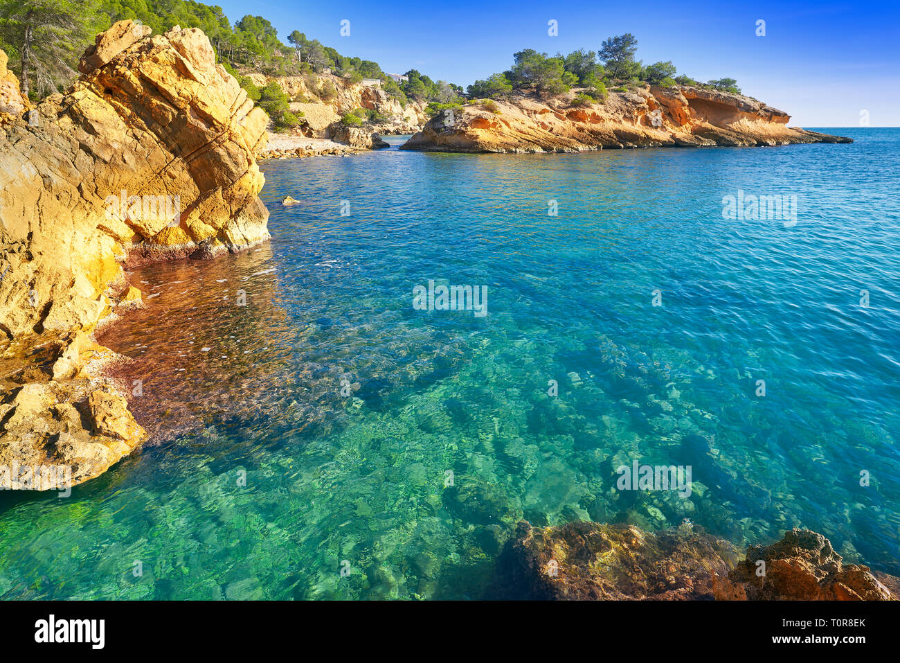 Ametlla L'ametlla de mar beach illot en Costa Dorada de Tarragone en Catalogne Banque D'Images