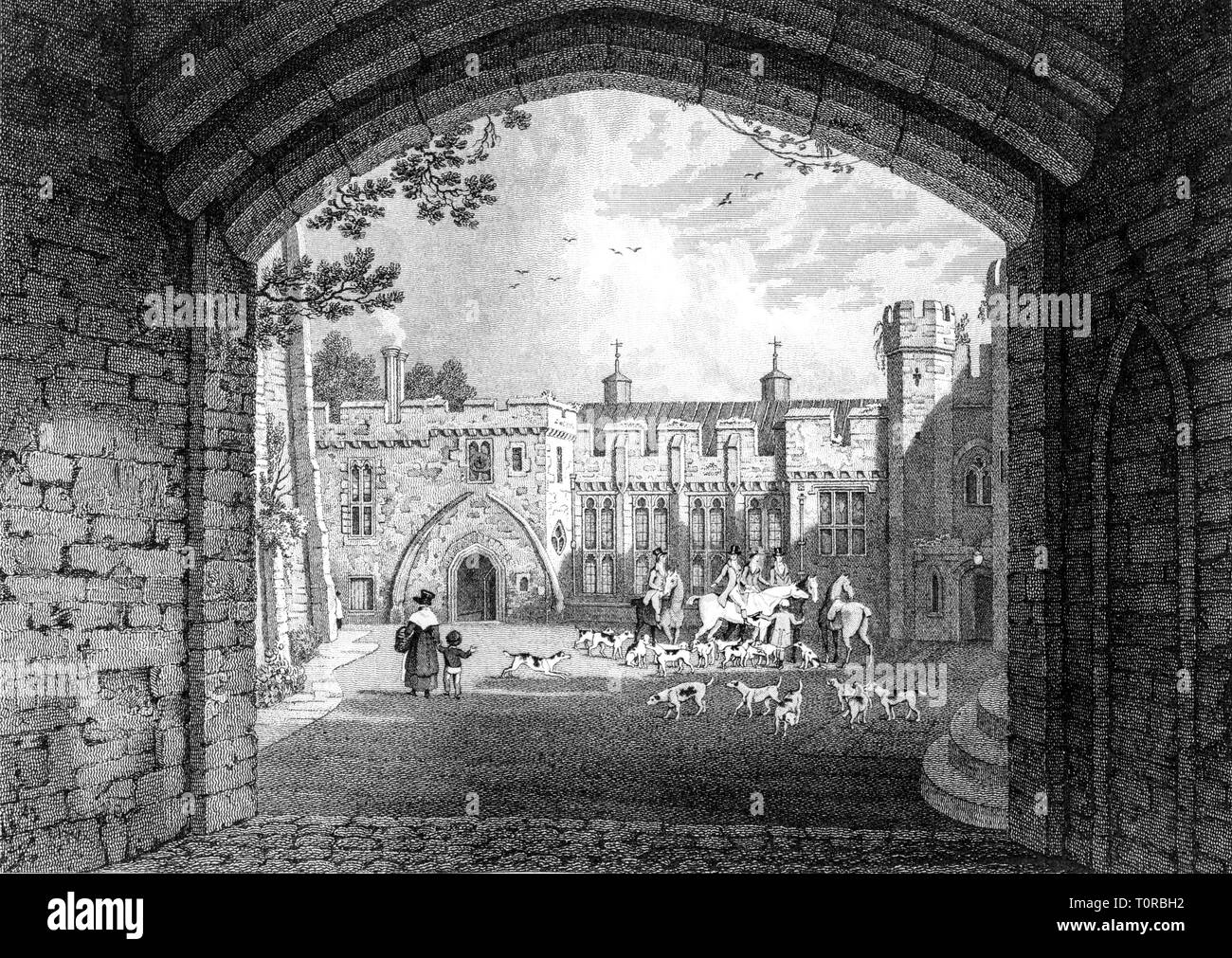 Gravure de château de Berkeley le siège de William Fitzhardinge Berkeley, Gloucestershire UK numérisées à haute résolution à partir d'un livre publié en 1825. Banque D'Images