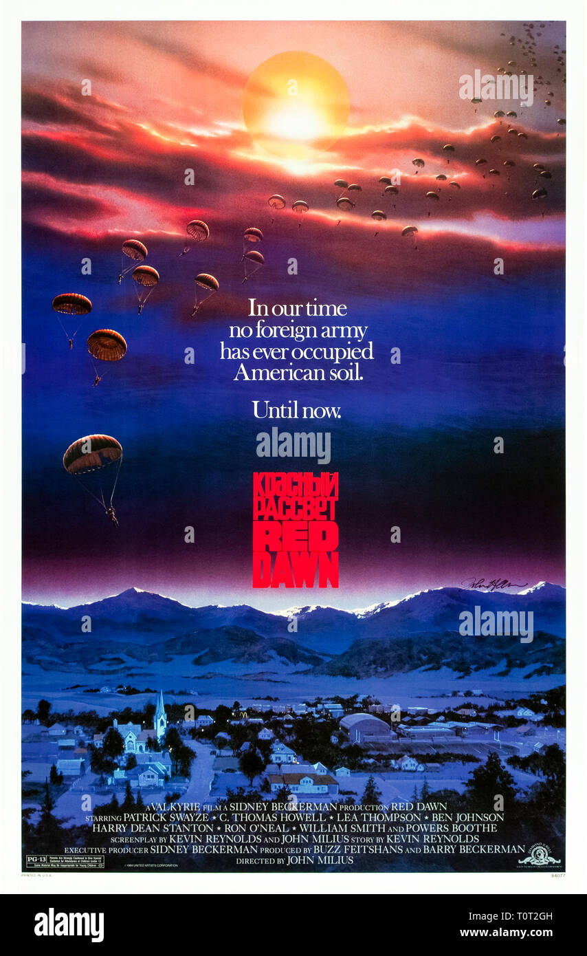 L'Aube rouge (1984) réalisé par John Milius et avec Patrick Swayze, C. Thomas Howell et Lea Thompson. Un groupe d'adolescents forment une résistance contre les forces soviétiques d'envahir le continent USA. Banque D'Images