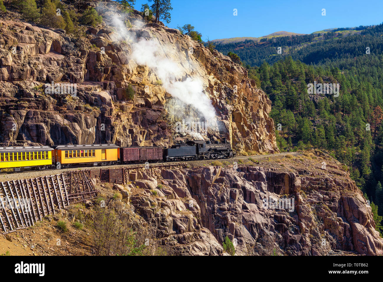 Train à vapeur historique dans le Colorado, USA Banque D'Images
