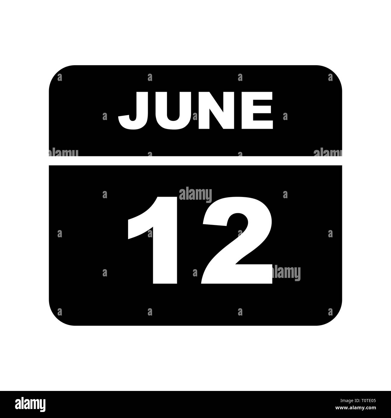 12 juin Date sur un seul jour calendrier Photo Stock - Alamy