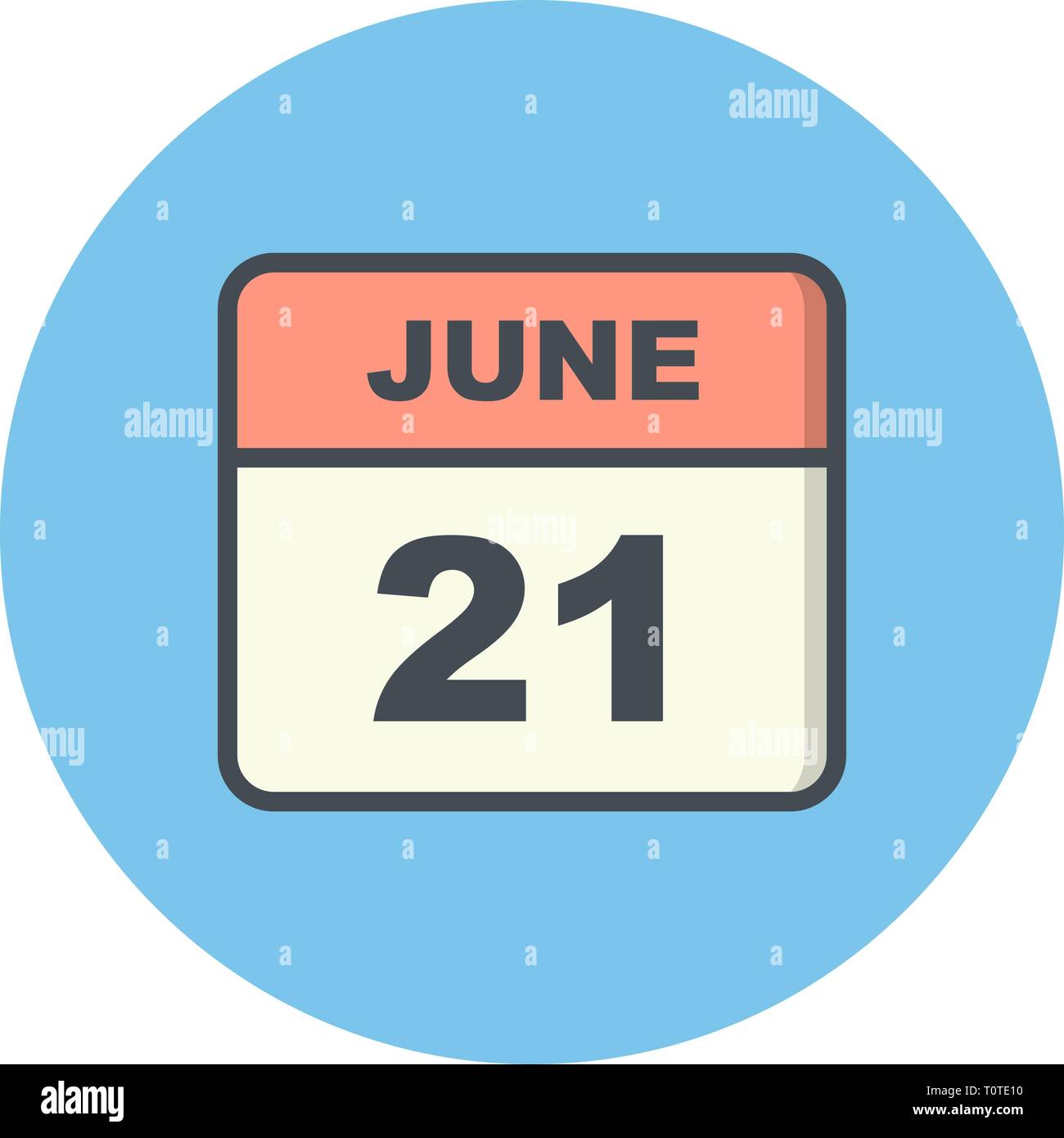 Le 21 Juin Date A Un Seul Jour Calendrier Photo Stock Alamy