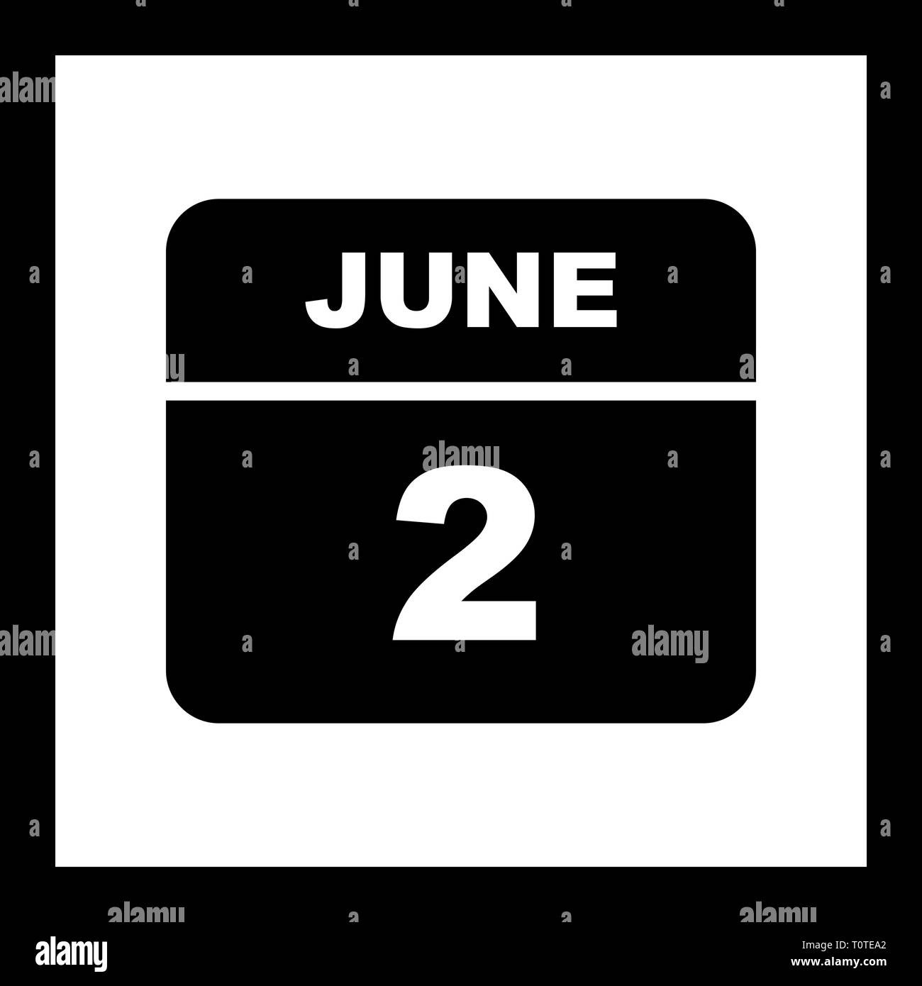 2 juin Date sur un seul jour calendrier Photo Stock - Alamy