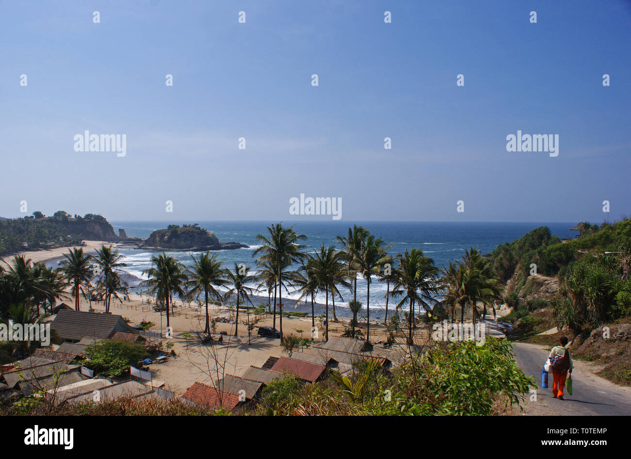 Plage de Pantai Klayar, Pacitan, l'Est de Java, Indonésie Banque D'Images