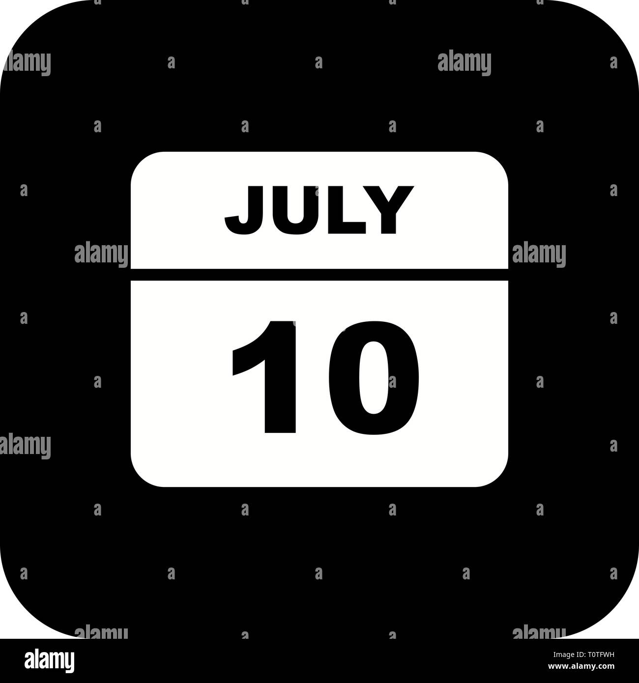 10 juillet Date sur un seul jour calendrier Photo Stock - Alamy