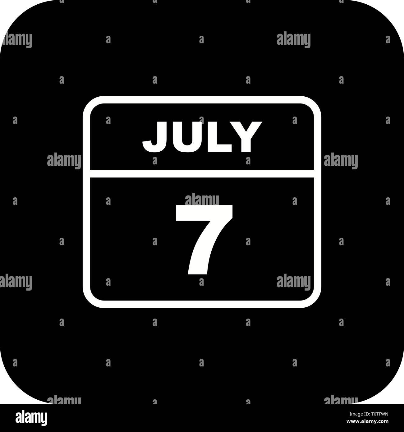 Le 7 juillet, date à un seul jour calendrier Photo Stock - Alamy