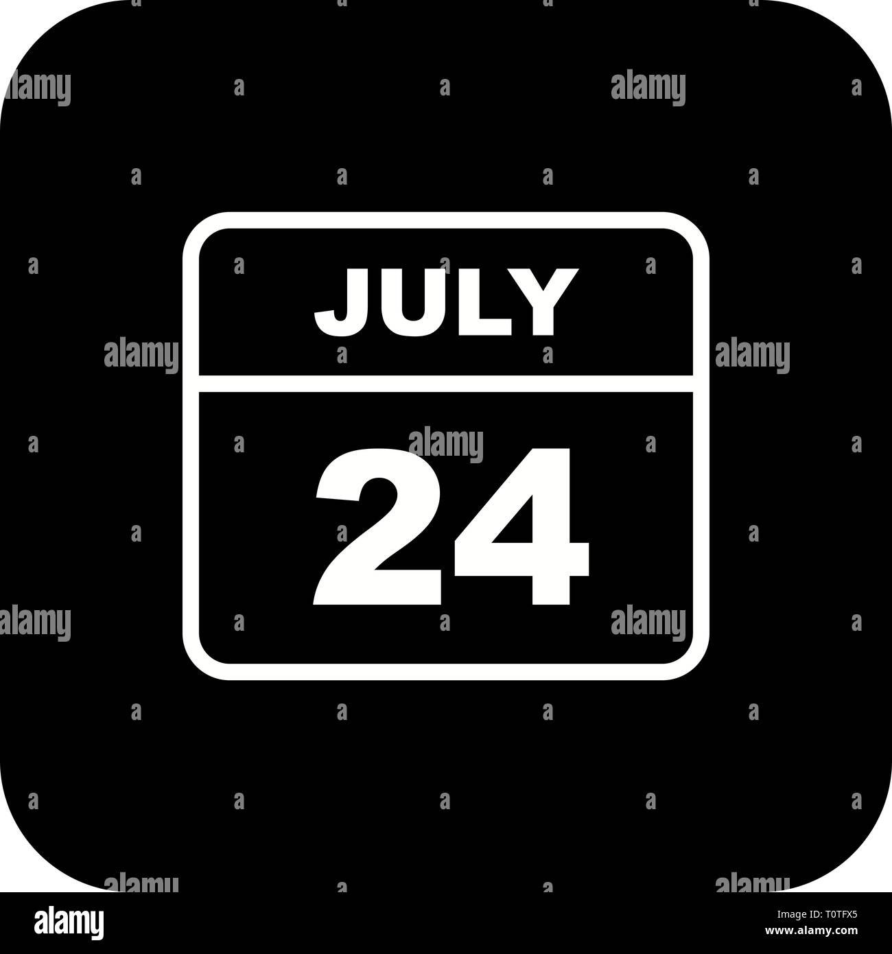24 juillet Date sur un seul jour calendrier Photo Stock - Alamy