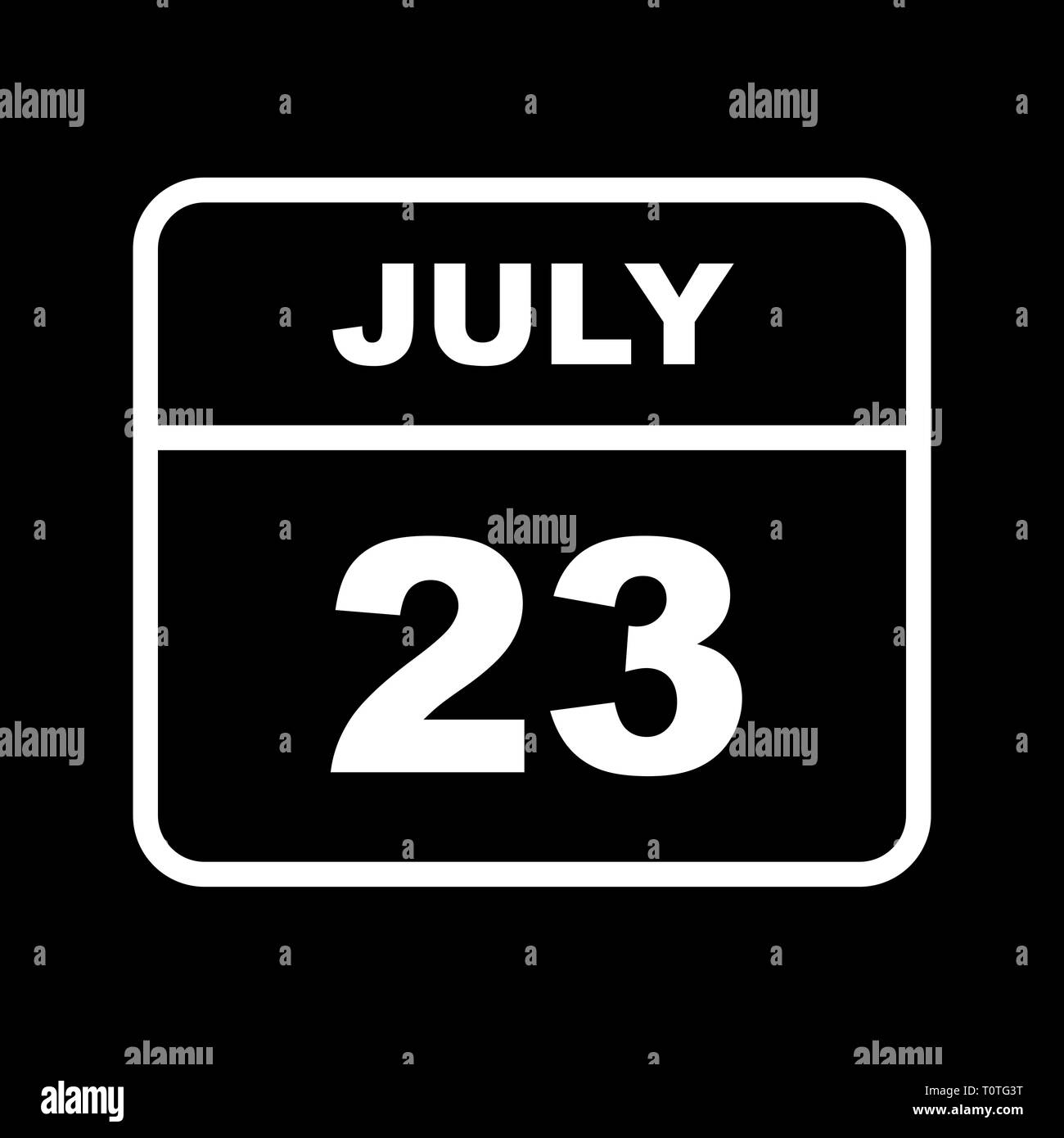 23 juillet Date sur un seul jour calendrier Photo Stock - Alamy