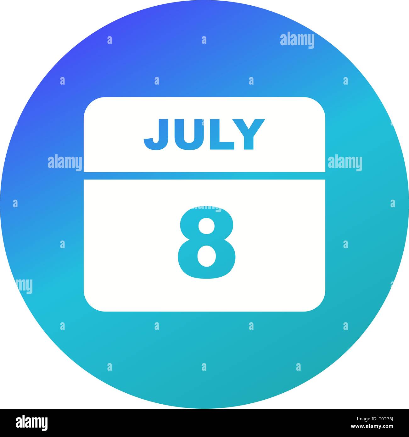 8 juillet Date sur un seul jour calendrier Photo Stock - Alamy