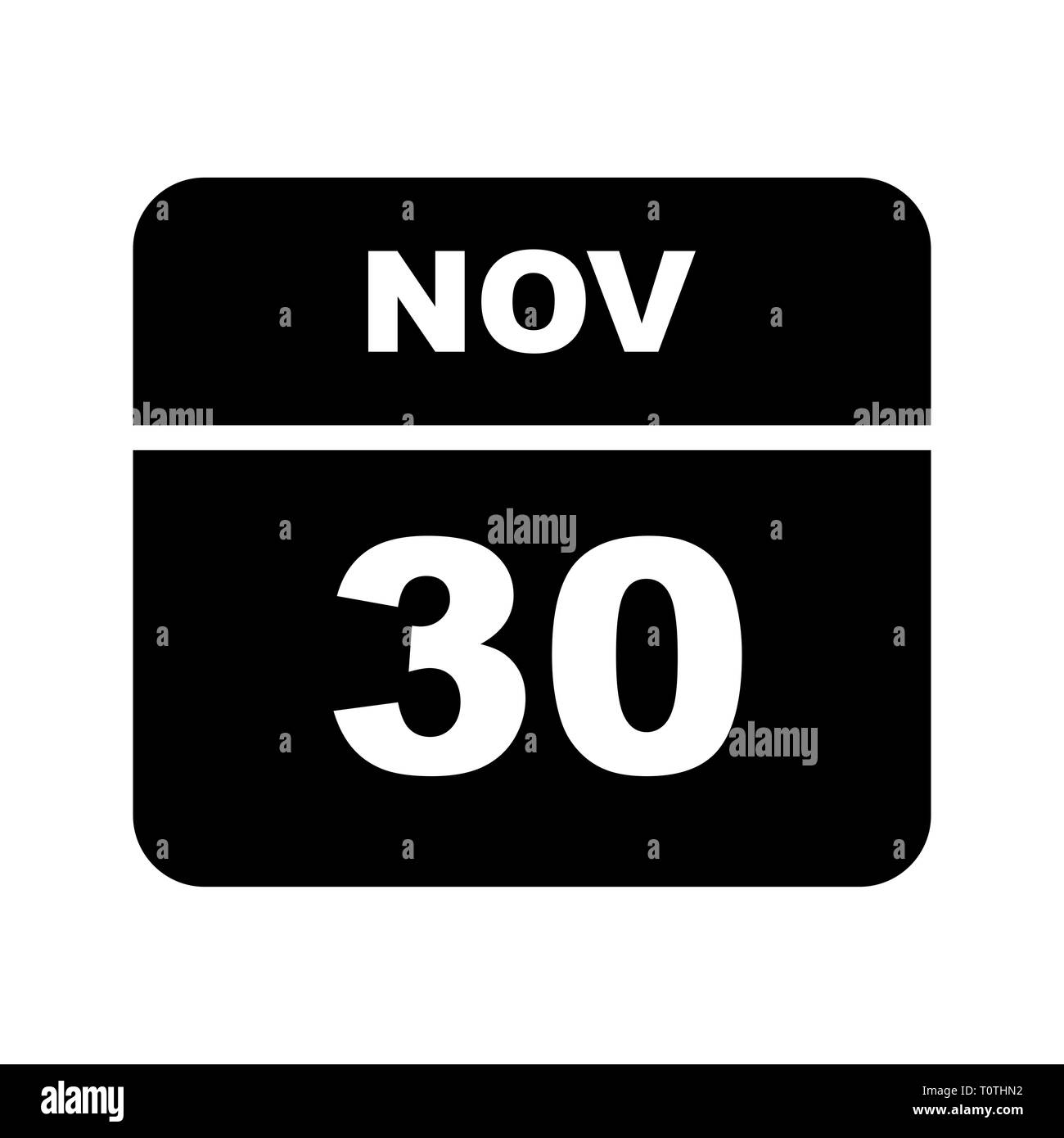 Date Du 30 novembre sur une seule journée Banque D'Images