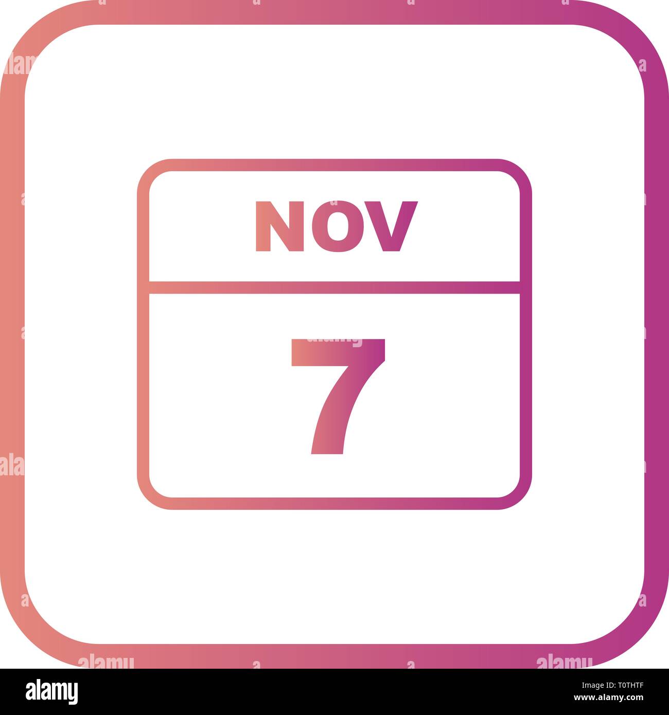 7 novembre, date à un seul jour calendrier Photo Stock - Alamy