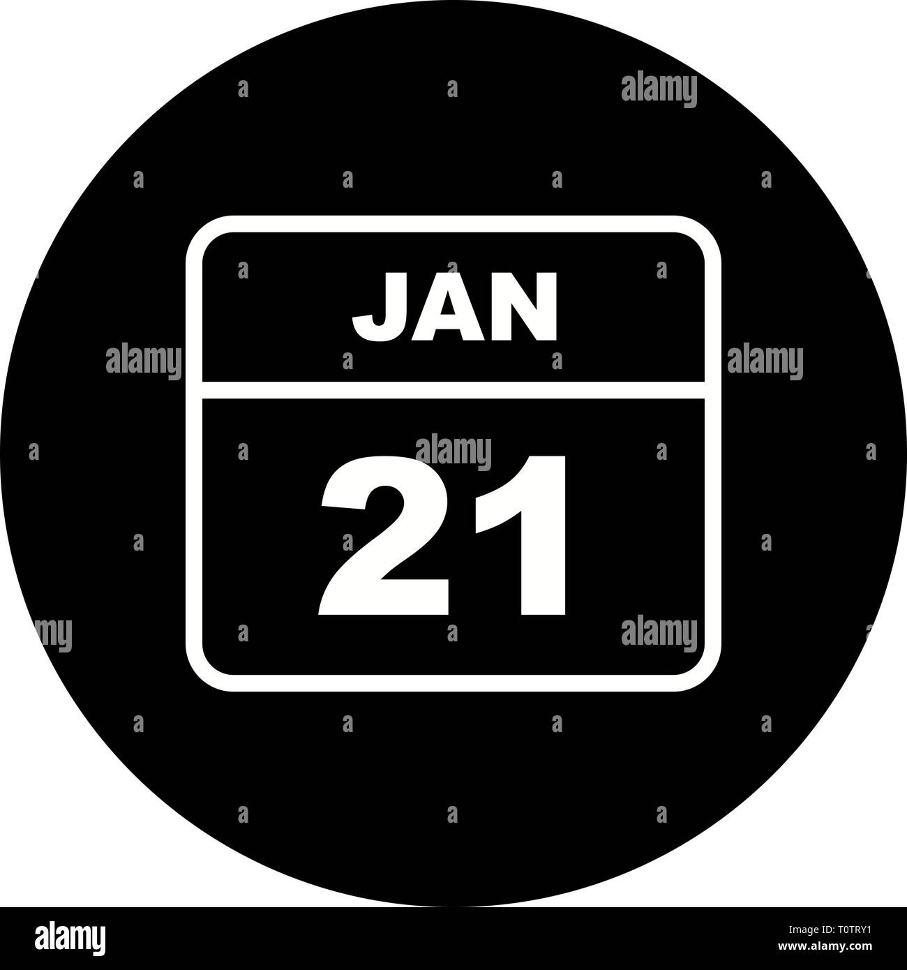 21 janvier Date sur un seul jour calendrier Banque D'Images