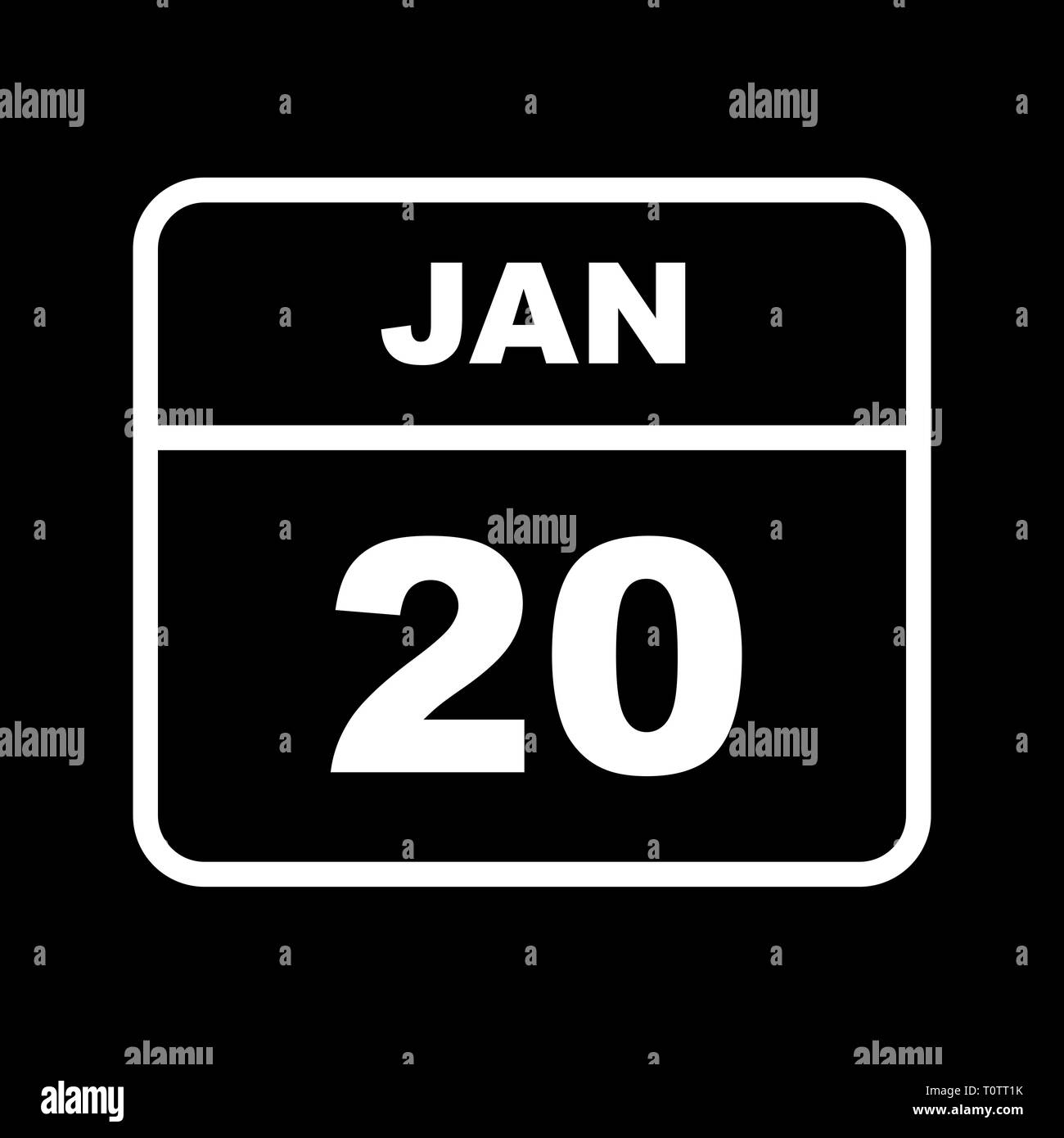 20 janvier Date sur un seul jour calendrier Photo Stock - Alamy