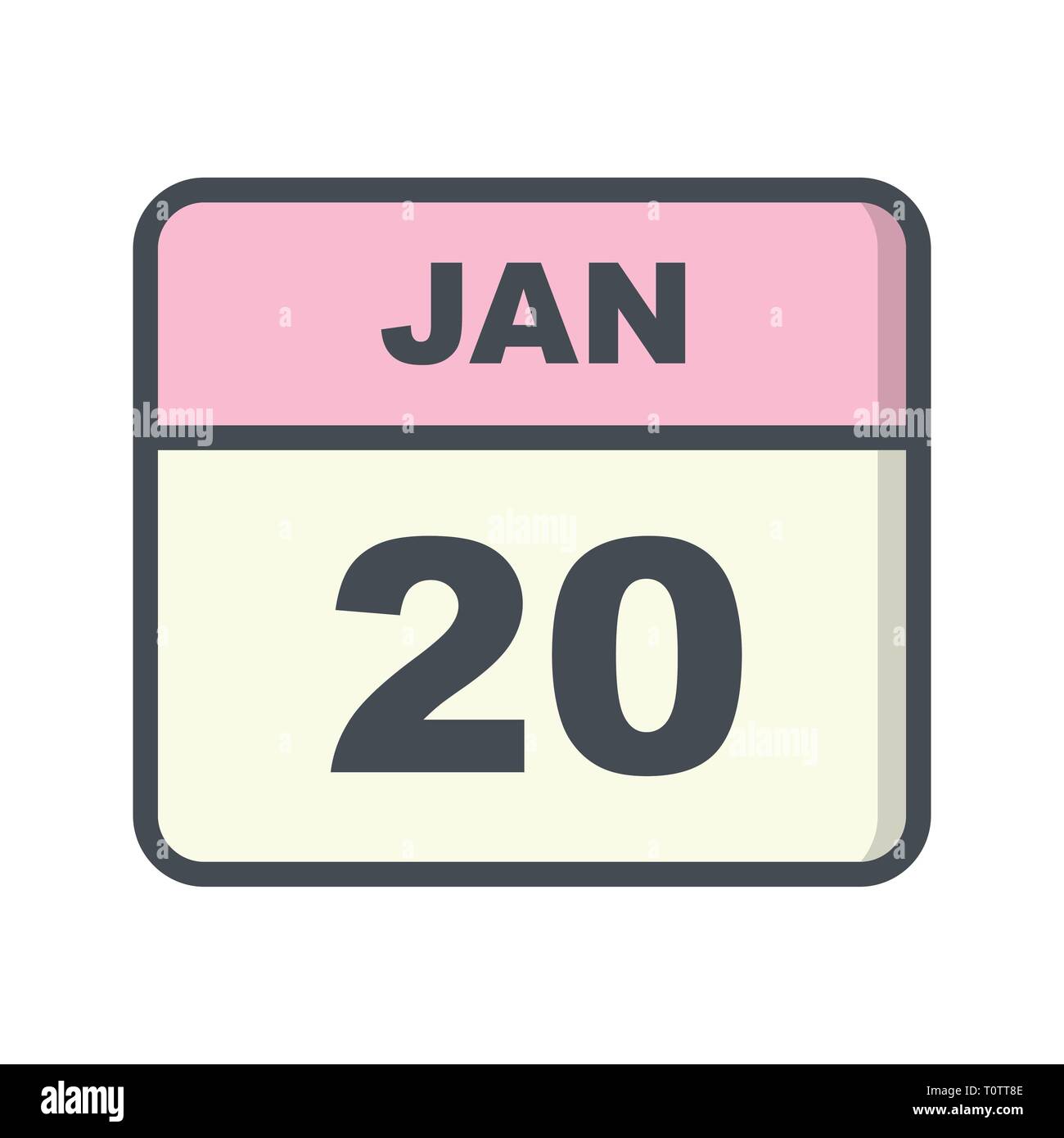 20 janvier Date sur un seul jour calendrier Photo Stock - Alamy