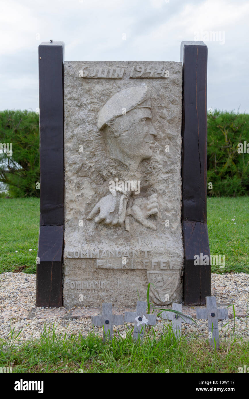 Commando Kieffer, mémorial de Kieffer, érigée à Sword Beach, de Ouistreham, Normandie, France. Banque D'Images
