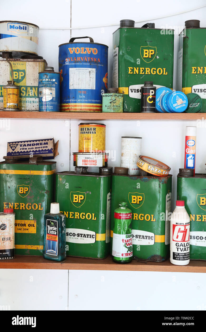 GRÄNNA, SUÈDE 20180804 Une vieille station d'essence (BP). Jeppe Photo Gustafsson Banque D'Images
