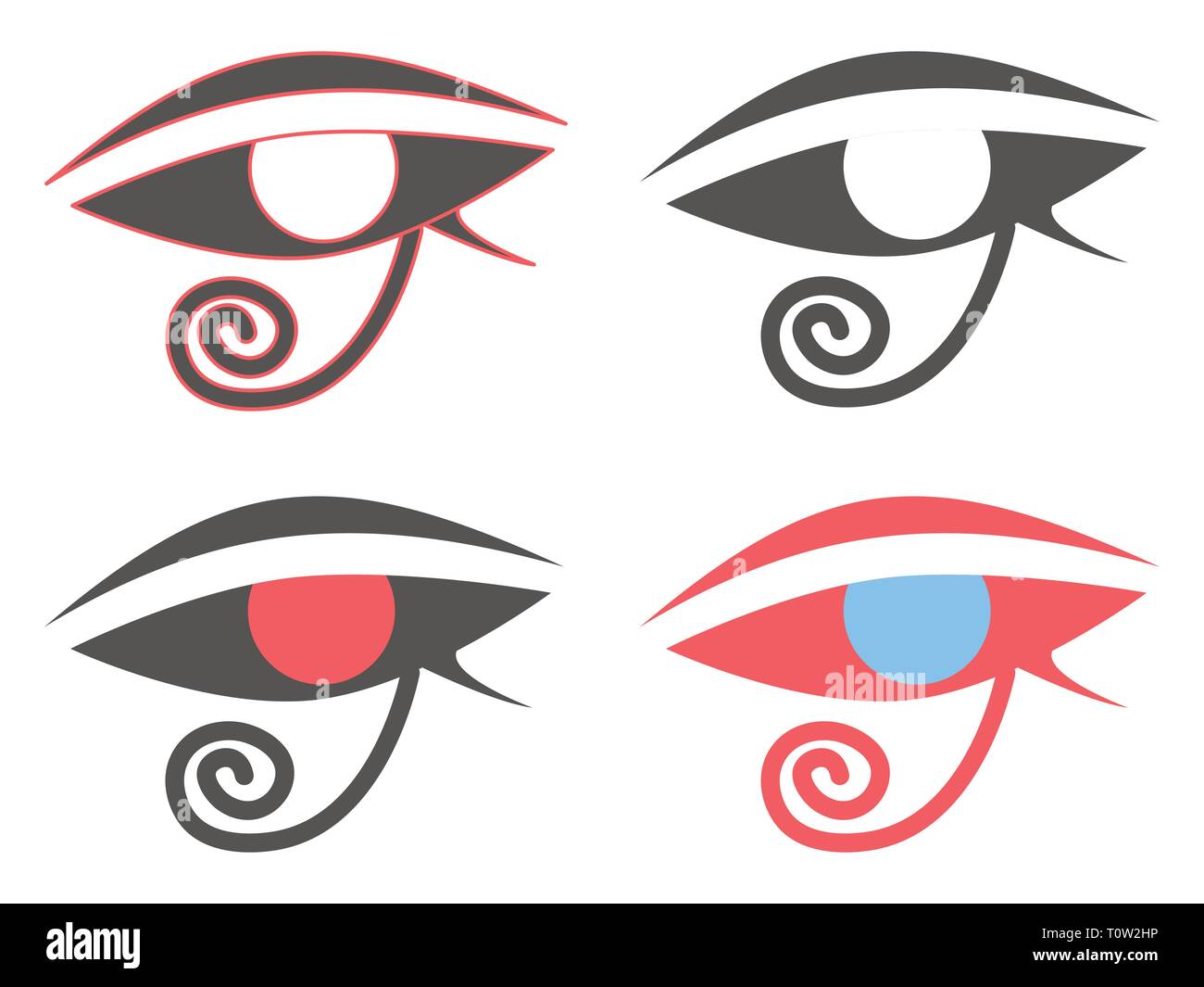 Oeil d'Horus. Amulette égyptienne antique symbole. Ensemble d'icônes sur un fond blanc. Vector illustration Illustration de Vecteur