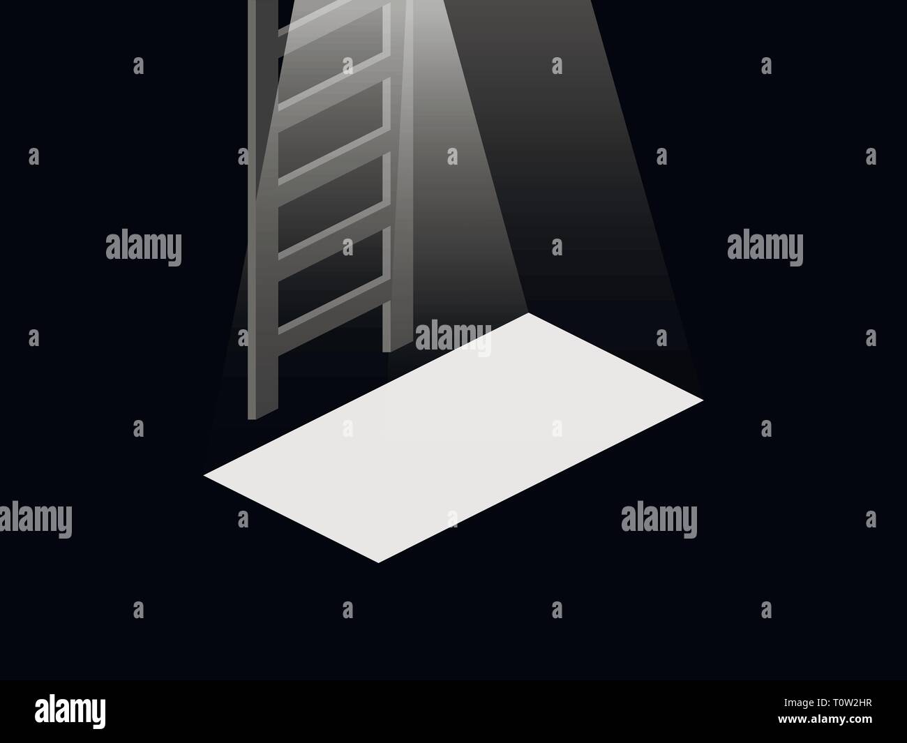 La lumière de la porte ouverte sur le sous-sol. Escalier du sous-sol au sommet. Vector illustration Illustration de Vecteur