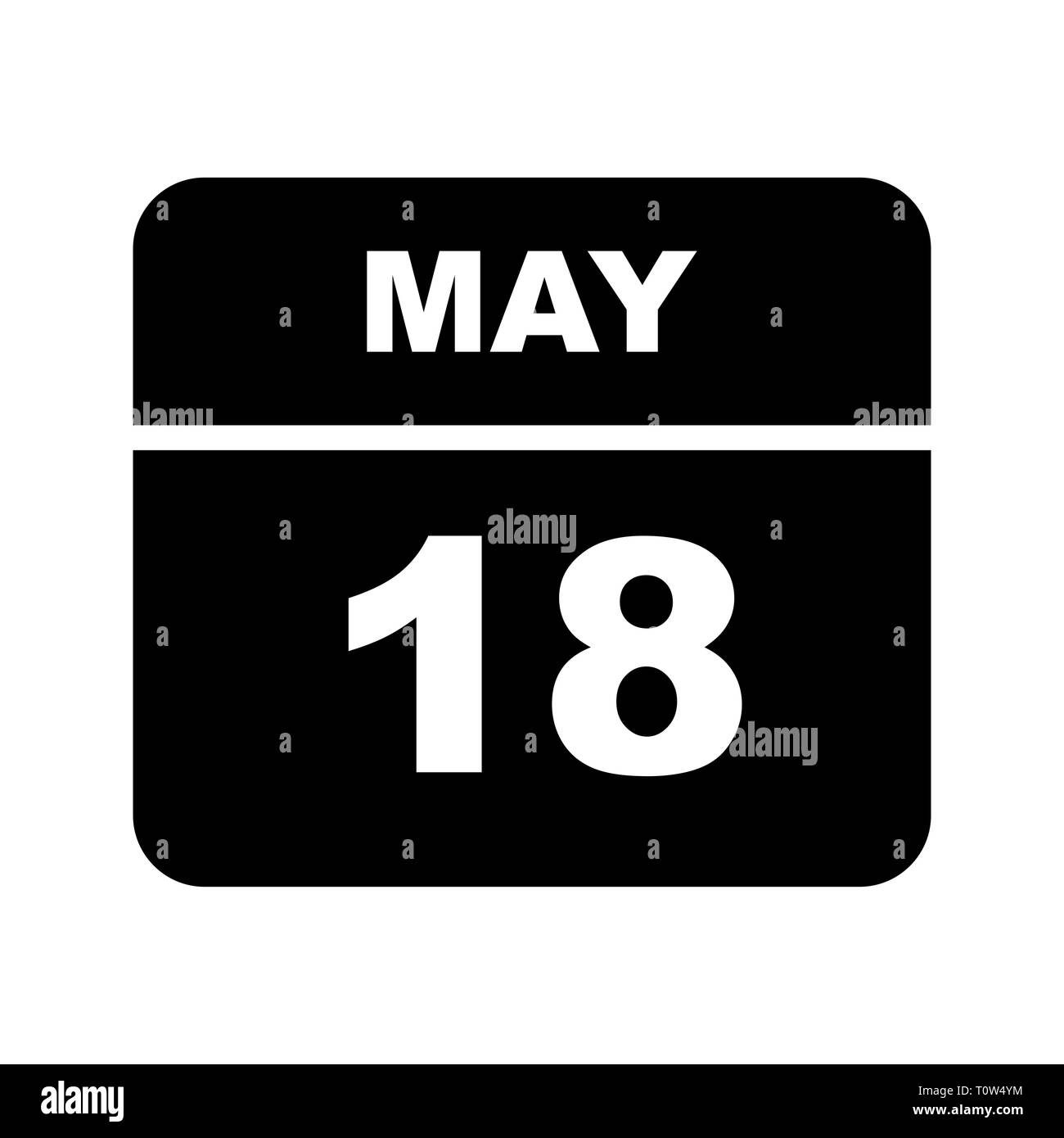 18 mai Date sur un seul jour calendrier Banque D'Images