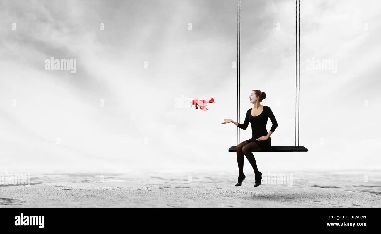 Jeune femme mime. Technique mixte Banque D'Images