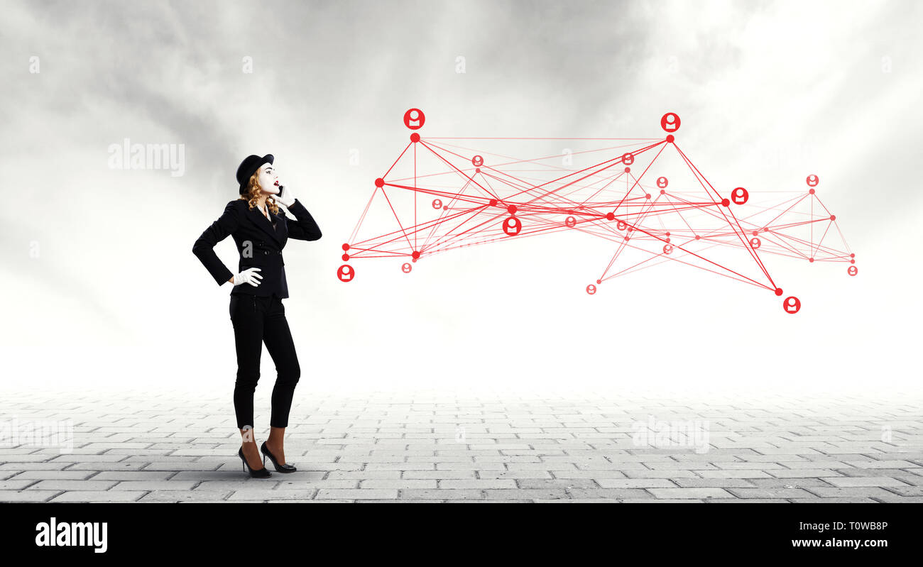 Jeune femme mime Banque D'Images