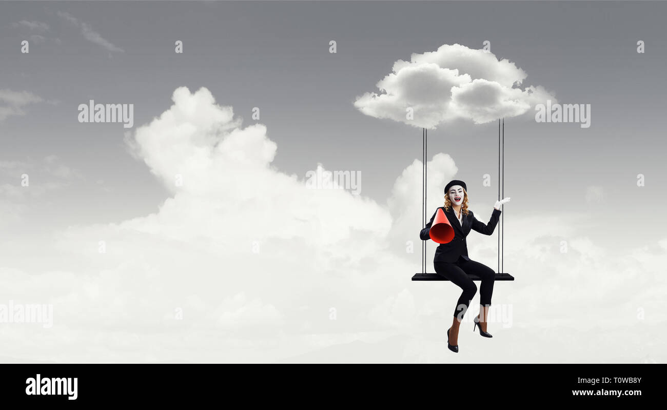 Jeune femme mime. Technique mixte Banque D'Images