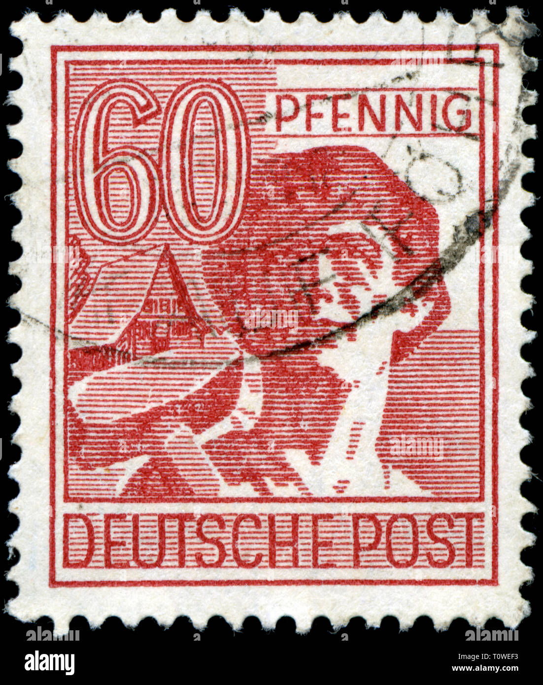 Numérisation haute résolution de vieux timbres-poste à partir de l'Allemagne, l'occupation alliée 1945-1949 Banque D'Images