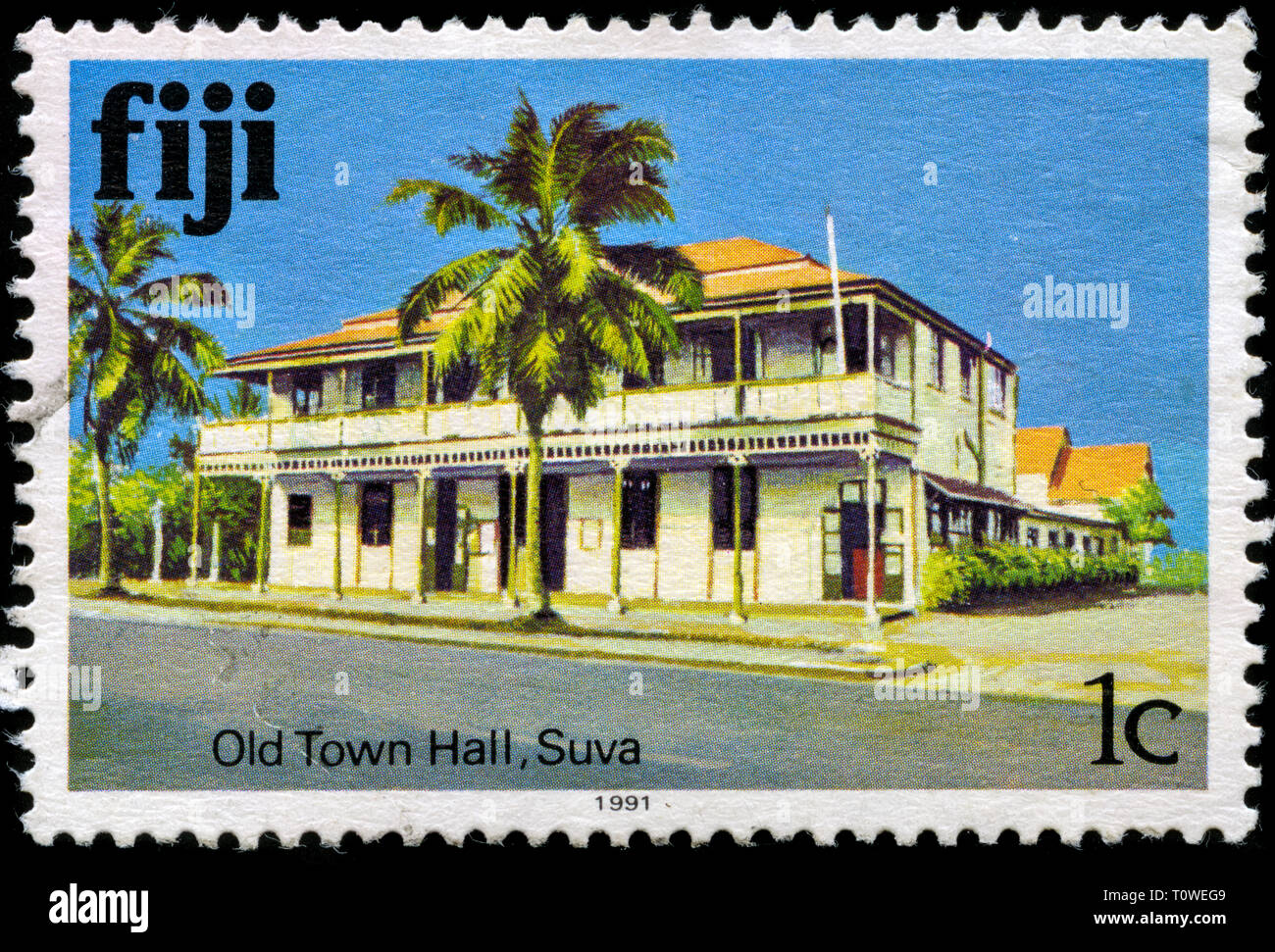 Timbre-poste de Fidji dans les bâtiments série émise en 1990 Banque D'Images