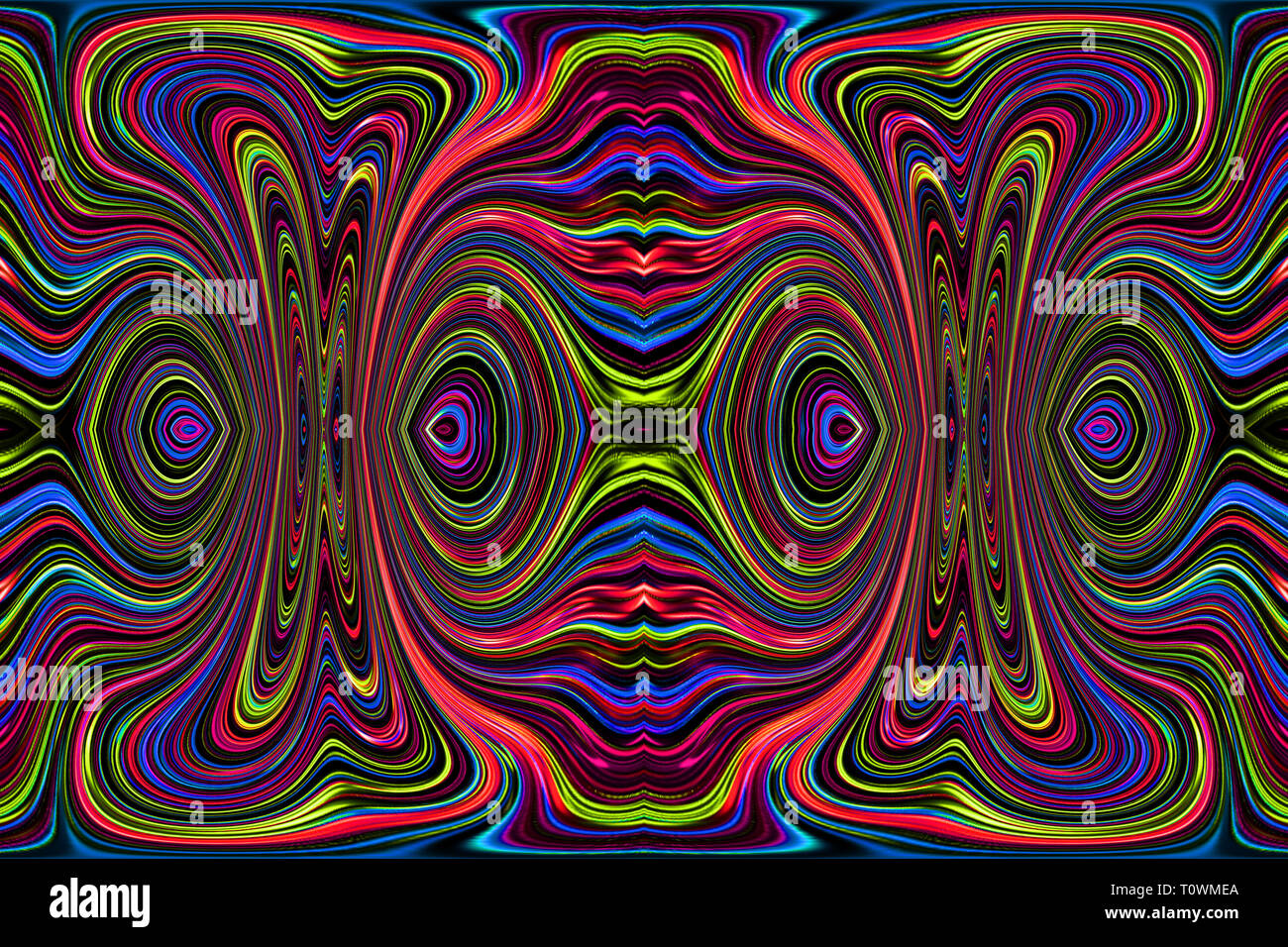 La couleur des lignes et courbes crée des images fantastiques. Tableau abstrait - images psychédéliques. Banque D'Images