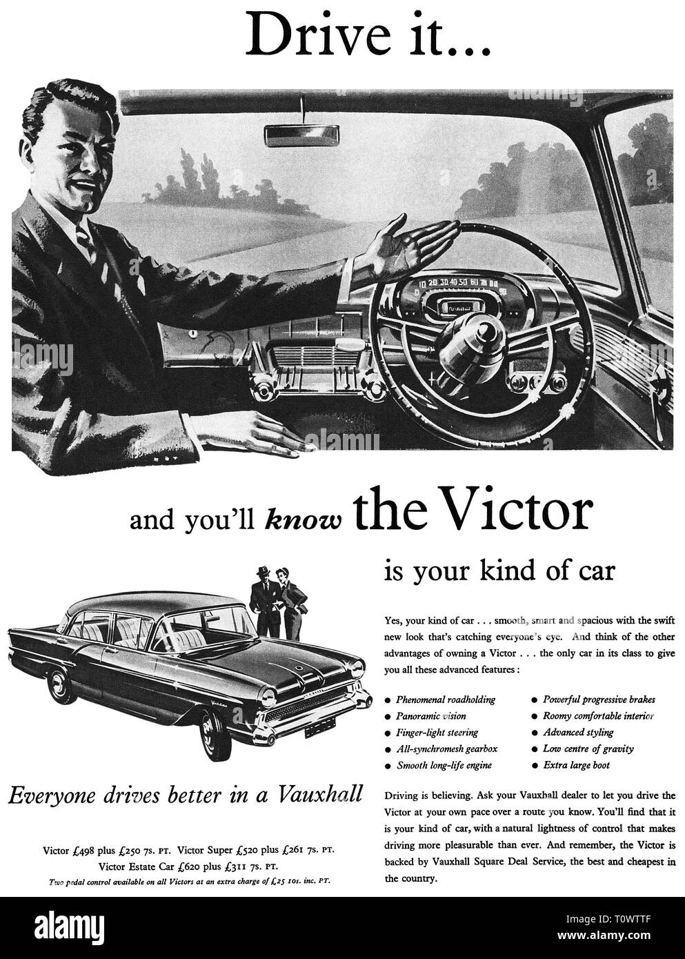 1958 La publicité pour la Vauxhall Victor motor car. Banque D'Images