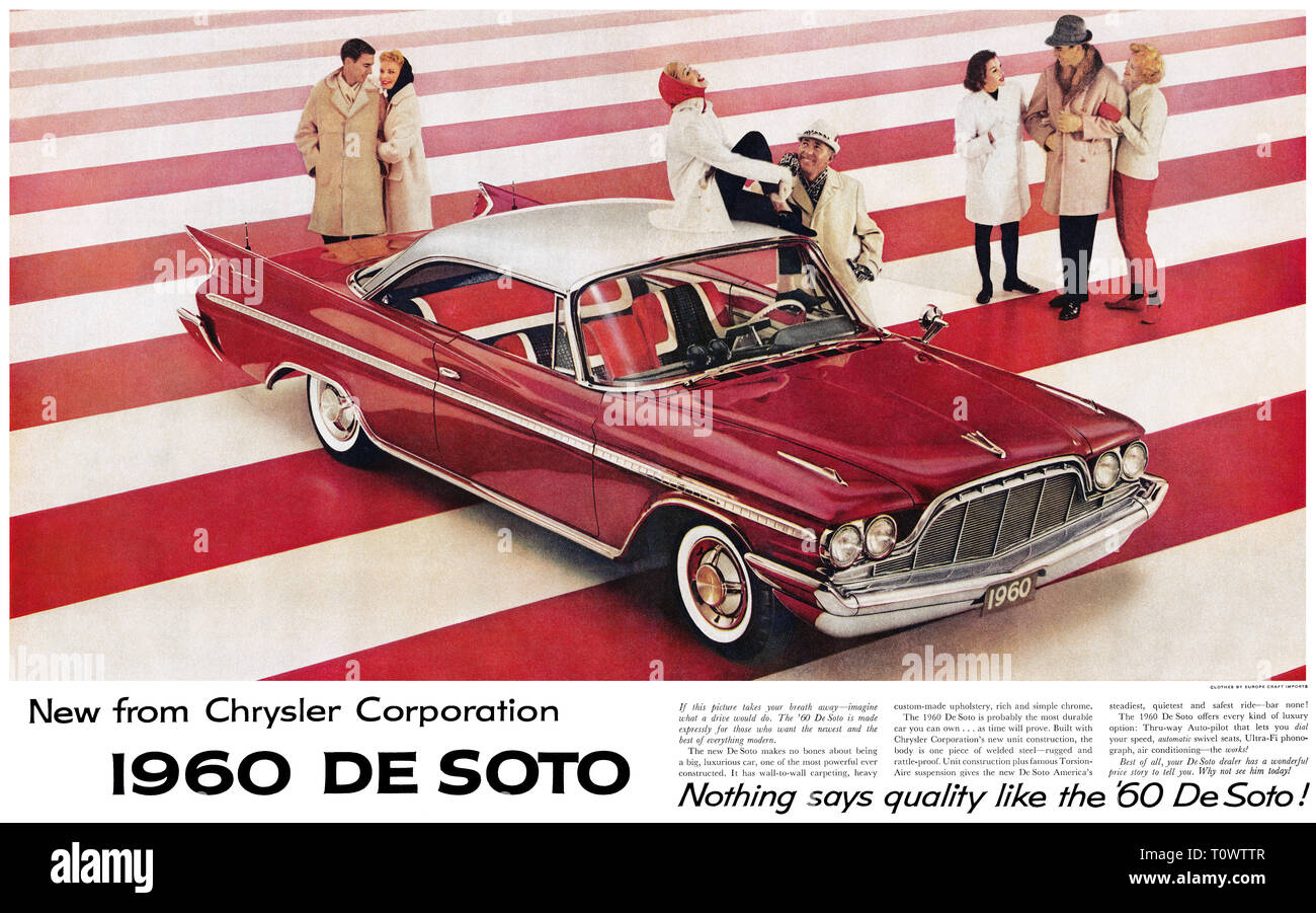 Aux États-Unis 1959 publicité pour la Chrysler 1960 De Soto automobile. Banque D'Images