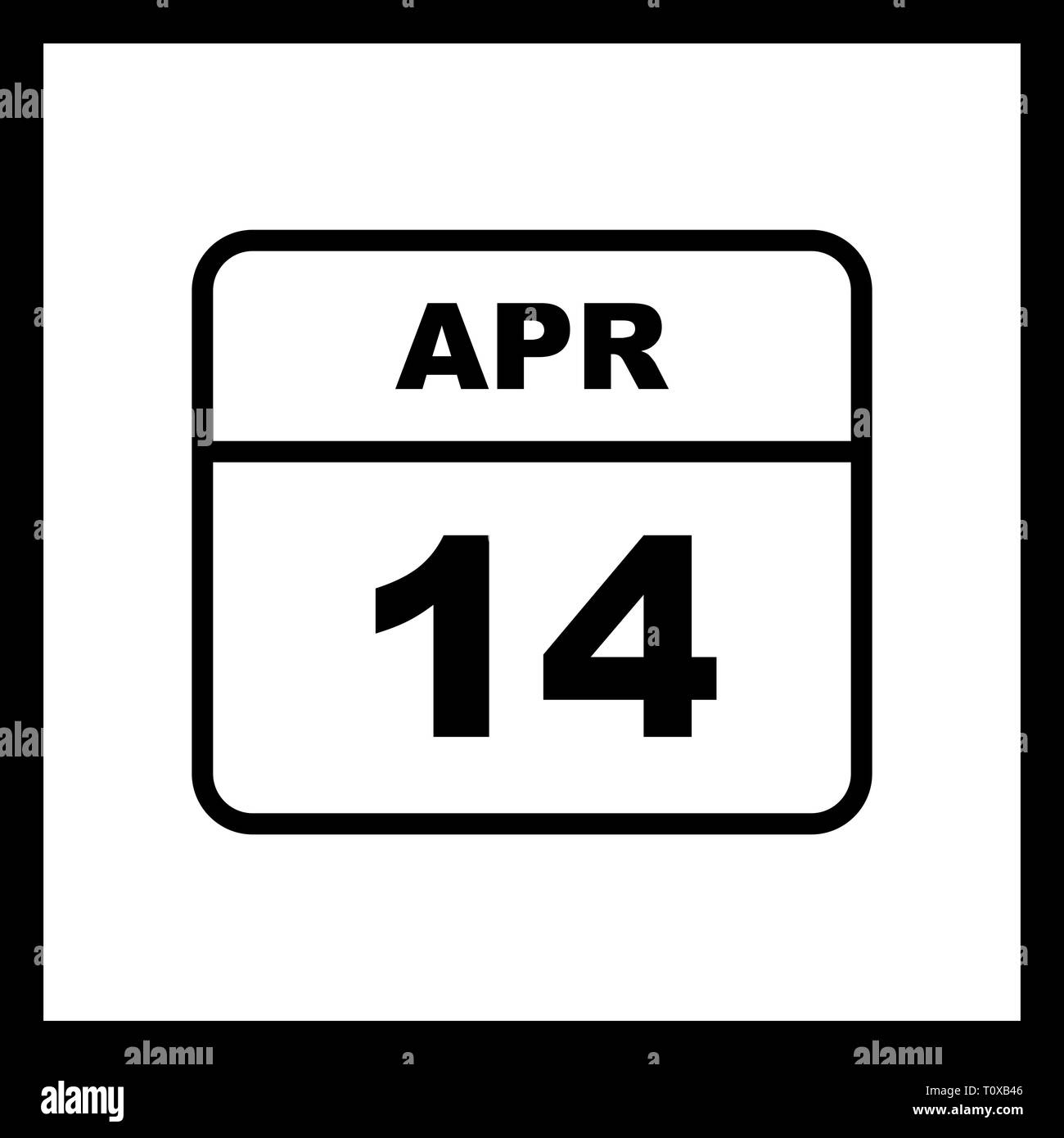 14 avril Date sur un seul jour calendrier Banque D'Images