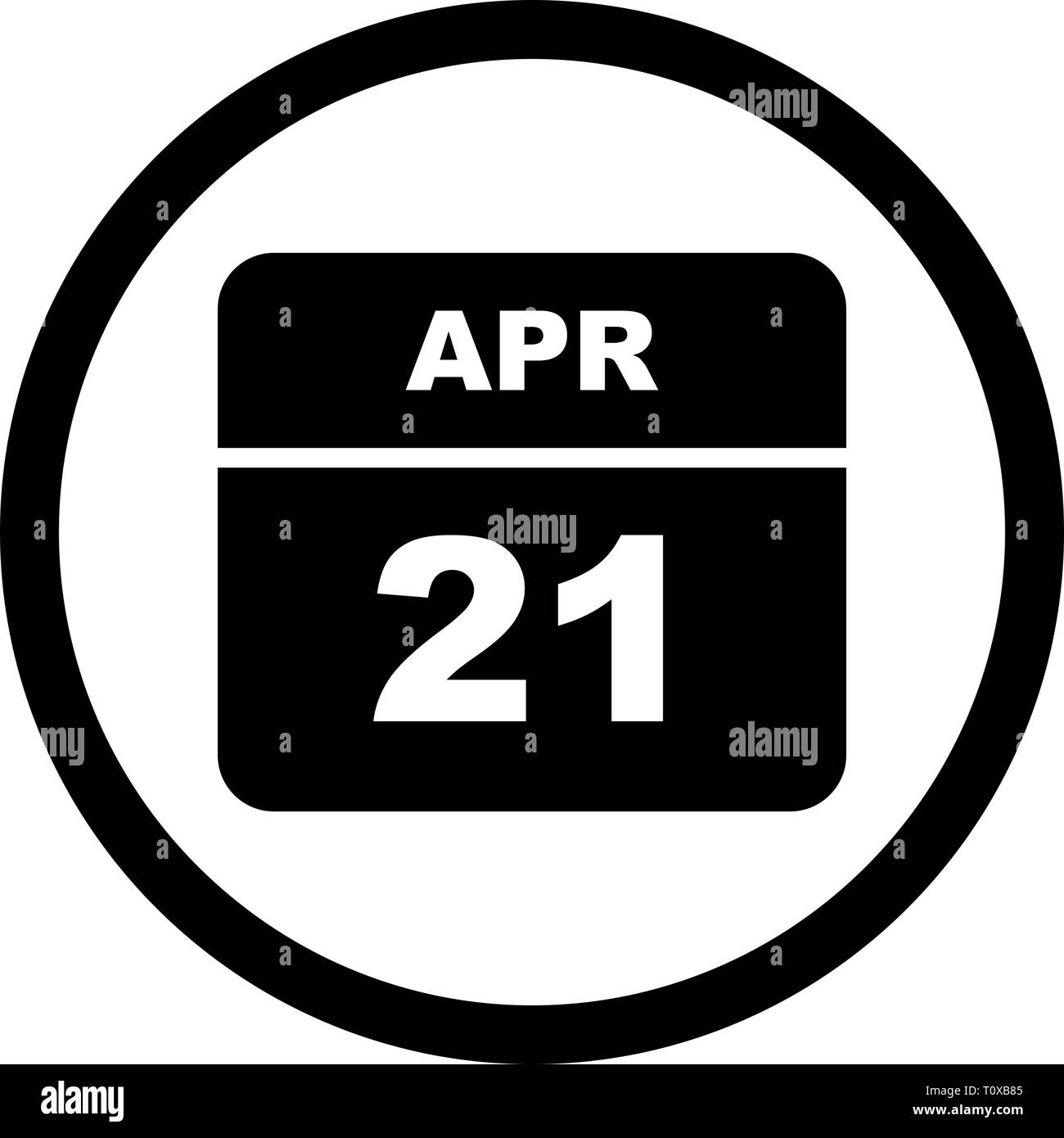 21 avril Date sur un seul jour calendrier Banque D'Images