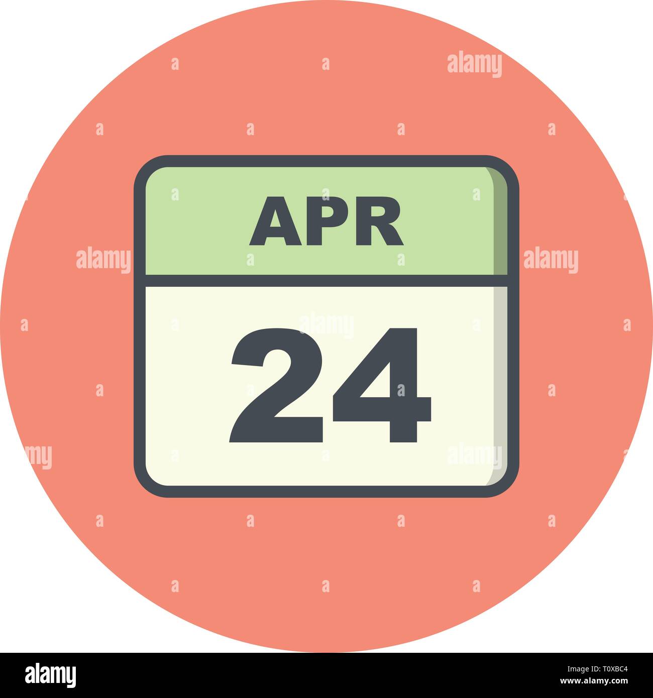 24 avril Date sur un seul jour calendrier Banque D'Images