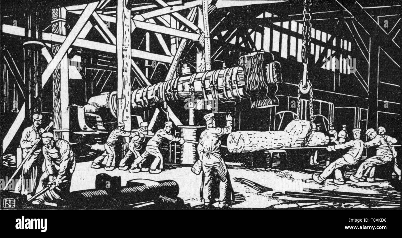 L'industrie, le métal, l'acier, l'usine Krupp, Essen, usine, vue de l'intérieur, 1852, Additional-Rights Clearance-Info-Not-Available- Banque D'Images