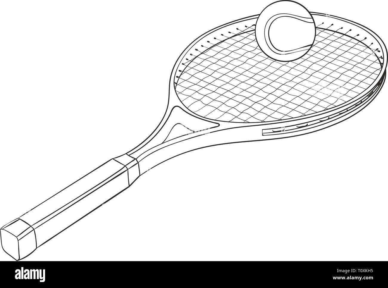Raquette de tennis avec une balle. Croquis dessinés à la main Image  Vectorielle Stock - Alamy