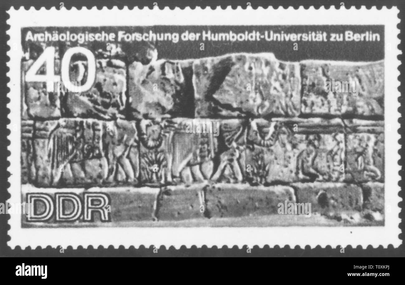 La poste, timbres, l'Allemagne, l'Allemand mail (RDA), 40 pfennig numéro spécial, Série de la recherche archéologique de l'Université Humboldt à Mussawwarat, Soudan, design : Jochen Bertholdt, date de délivrance : 23.6.1970, Additional-Rights Clearance-Info-Not-Available- Banque D'Images