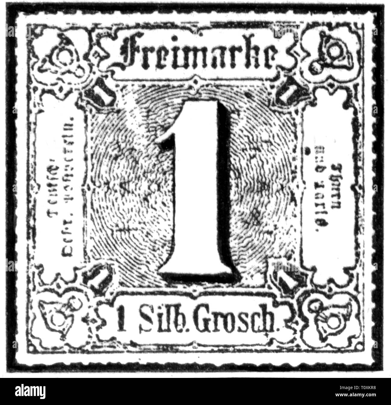 La poste, timbres, Allemagne, Thurn-und-Taxis-Post 1 groschen d, timbre-poste, quartier Nord, 1866, Additional-Rights Clearance-Info-Not-Available- Banque D'Images